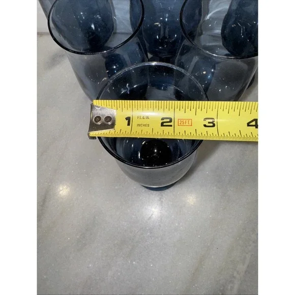 Vintage Libbey 1970s Tulip Dusky Blue12OZ Water/Wine Goblet Glass Set Of 6 GW995
